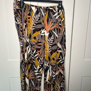 Bob Mackie NWT Saddle Brown Leaf Print Crop Wide Leg Pants Women’s Plus 2X